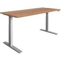 HAMMERBACHER Prokura elektrisch höhenverstellbarer Schreibtisch nussbaum rechteckig, C-Fuß-Gestell silber 180,0 x 80,0 cm von HAMMERBACHER