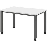 HAMMERBACHER QS12 höhenverstellbarer Schreibtisch weiß rechteckig, 4-Fuß-Gestell grau 120,0 x 80,0 cm von HAMMERBACHER