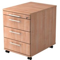 HAMMERBACHER Orbis Rollcontainer nussbaum 4 Auszüge 42,8 x 58,0 x 59,0 cm von HAMMERBACHER