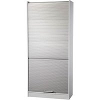 HAMMERBACHER Prokura Rollladenschrank lichtgrau, silber 4 Fachböden 90,0 x 40,0 x 200,4 cm von HAMMERBACHER