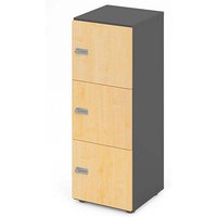 HAMMERBACHER Schließfachschrank grafit, ahorn V234L3/G/3/ZS, 3 Schließfächer 40,0 x 42,0 x 110,0 cm von HAMMERBACHER