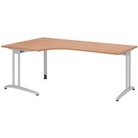 HAMMERBACHER Altus Schreibtisch nussbaum L-Form, C-Fuß-Gestell silber 200,0 x 80,0/120,0 cm von HAMMERBACHER