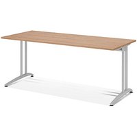 HAMMERBACHER Altus Schreibtisch nussbaum rechteckig, C-Fuß-Gestell silber 180,0 x 80,0 cm von HAMMERBACHER