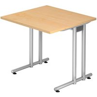 HAMMERBACHER NS08 Schreibtisch ahorn quadratisch, C-Fuß-Gestell silber 80,0 x 80,0 cm von HAMMERBACHER