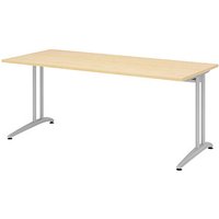 HAMMERBACHER BS19 Schreibtisch ahorn rechteckig, C-Fuß-Gestell silber 180,0 x 80,0 cm von HAMMERBACHER