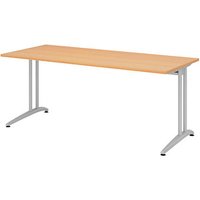 HAMMERBACHER BS19 Schreibtisch buche rechteckig, C-Fuß-Gestell silber 180,0 x 80,0 cm von HAMMERBACHER