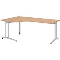 HAMMERBACHER BS82 Schreibtisch eiche L-Form, C-Fuß-Gestell silber 200,0 x 80,0/120,0 cm von HAMMERBACHER