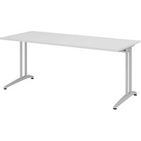 HAMMERBACHER BS19 Schreibtisch lichtgrau rechteckig, C-Fuß-Gestell silber 180,0 x 80,0 cm von HAMMERBACHER