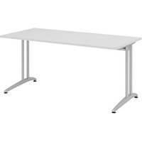 HAMMERBACHER BS16 Schreibtisch lichtgrau rechteckig, C-Fuß-Gestell silber 160,0 x 80,0 cm von HAMMERBACHER