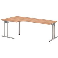 HAMMERBACHER NS82 Schreibtisch nussbaum L-Form, C-Fuß-Gestell silber 200,0 x 80,0/120,0 cm von HAMMERBACHER