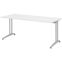 HAMMERBACHER BS19 Schreibtisch weiß rechteckig, C-Fuß-Gestell silber 180,0 x 80,0 cm von HAMMERBACHER