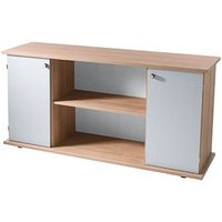 HAMMERBACHER Sideboard Prokura, VSB2T/N/S/SG nussbaum, silber 166,1 x 44,8 x 84,0 cm von HAMMERBACHER