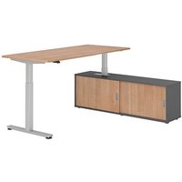 HAMMERBACHER VXMST19SB elektrisch höhenverstellbarer Schreibtisch nussbaum rechteckig, T-Fuß-Gestell silber 180,0 x 80,0 cm HAMMERBACHER VXMST19SB elektrisch höhenverstellbarer Schreibtisch nussbaum rechteckig, T-Fuß-Gestell silber 180,0 x 80,0 cm von HAMMERBACHER