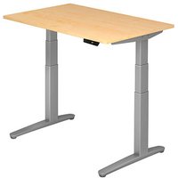 HAMMERBACHER XBHM12 elektrisch höhenverstellbarer Schreibtisch ahorn rechteckig, C-Fuß-Gestell silber 120,0 x 80,0 cm von HAMMERBACHER