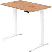 HAMMERBACHER XBHM12 elektrisch höhenverstellbarer Schreibtisch asteiche rechteckig, C-Fuß-Gestell weiß 120,0 x 80,0 cm von HAMMERBACHER