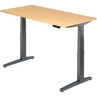 HAMMERBACHER XBHM16 elektrisch höhenverstellbarer Schreibtisch ahorn rechteckig, C-Fuß-Gestell grau 160,0 x 80,0 cm von HAMMERBACHER