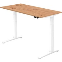 HAMMERBACHER XBHM16 elektrisch höhenverstellbarer Schreibtisch asteiche rechteckig, C-Fuß-Gestell weiß 160,0 x 80,0 cm von HAMMERBACHER