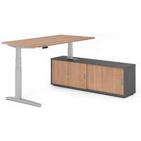 HAMMERBACHER XBHM16SB elektrisch höhenverstellbarer Schreibtisch nussbaum rechteckig, C-Fuß-Gestell silber 160,0 x 80,0 cm HAMMERBACHER XBHM16SB elektrisch höhenverstellbarer Schreibtisch nussbaum rechteckig, C-Fuß-Gestell silber 160,0 x 80,0 cm von HAMMERBACHER