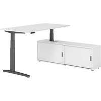 HAMMERBACHER XBHM16SB elektrisch höhenverstellbarer Schreibtisch weiß rechteckig, C-Fuß-Gestell grau 160,0 x 80,0 cm HAMMERBACHER XBHM16SB elektrisch höhenverstellbarer Schreibtisch weiß rechteckig, C-Fuß-Gestell grau 160,0 x 80,0 cm von HAMMERBACHER