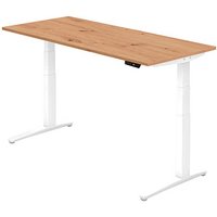 HAMMERBACHER XBHM19 elektrisch höhenverstellbarer Schreibtisch asteiche rechteckig, C-Fuß-Gestell weiß 180,0 x 80,0 cm von HAMMERBACHER