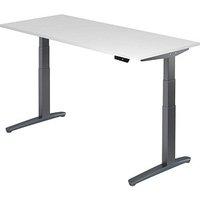 HAMMERBACHER XBHM19 elektrisch höhenverstellbarer Schreibtisch weiß rechteckig, C-Fuß-Gestell grau 180,0 x 80,0 cm von HAMMERBACHER