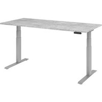 HAMMERBACHER XDKB19 elektrisch höhenverstellbarer Schreibtisch beton rechteckig, C-Fuß-Gestell silber 180,0 x 80,0 cm von HAMMERBACHER