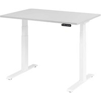 HAMMERBACHER XDKB12 elektrisch höhenverstellbarer Schreibtisch lichtgrau rechteckig, C-Fuß-Gestell weiß 120,0 x 80,0 cm von HAMMERBACHER