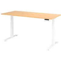 HAMMERBACHER XDKB19 elektrisch höhenverstellbarer Schreibtisch ahorn rechteckig, C-Fuß-Gestell weiß 180,0 x 80,0 cm von HAMMERBACHER