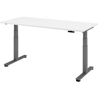 HAMMERBACHER XDSM19 elektrisch höhenverstellbarer Schreibtisch weiß rechteckig, T-Fuß-Gestell grau 180,0 x 80,0 cm von HAMMERBACHER