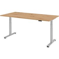 HAMMERBACHER XDSM2E elektrisch höhenverstellbarer Schreibtisch asteiche rechteckig, T-Fuß-Gestell silber 200,0 x 100,0 cm von HAMMERBACHER