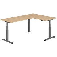 HAMMERBACHER XDSMW1616 elektrisch höhenverstellbarer Schreibtisch eiche rechteckig, T-Fuß-Gestell grau 160,0 x 240,0 cm von HAMMERBACHER