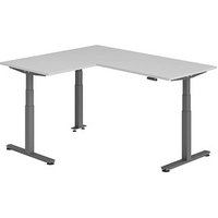 HAMMERBACHER XDSMW1908 elektrisch höhenverstellbarer Schreibtisch lichtgrau rechteckig, T-Fuß-Gestell grau 180,0 x 160,0 cm von HAMMERBACHER