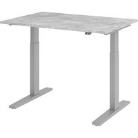 HAMMERBACHER XMKA12 elektrisch höhenverstellbarer Schreibtisch beton rechteckig, C-Fuß-Gestell silber 120,0 x 80,0 cm von HAMMERBACHER