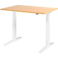 HAMMERBACHER XMKA12 elektrisch höhenverstellbarer Schreibtisch ahorn rechteckig, C-Fuß-Gestell weiß 120,0 x 80,0 cm von HAMMERBACHER