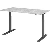 HAMMERBACHER XMKA16 elektrisch höhenverstellbarer Schreibtisch beton rechteckig, C-Fuß-Gestell grau 160,0 x 80,0 cm von HAMMERBACHER