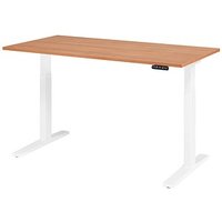 HAMMERBACHER XMKA16 elektrisch höhenverstellbarer Schreibtisch nussbaum rechteckig, C-Fuß-Gestell weiß 160,0 x 80,0 cm von HAMMERBACHER