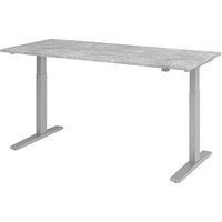 HAMMERBACHER XMKA19 elektrisch höhenverstellbarer Schreibtisch beton rechteckig, C-Fuß-Gestell silber 180,0 x 80,0 cm von HAMMERBACHER