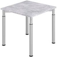 HAMMERBACHER YS08 höhenverstellbarer Schreibtisch beton quadratisch, 4-Fuß-Gestell silber 80,0 x 80,0 cm von HAMMERBACHER