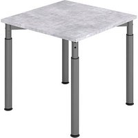 HAMMERBACHER YS08 höhenverstellbarer Schreibtisch beton quadratisch, 4-Fuß-Gestell grau 80,0 x 80,0 cm von HAMMERBACHER