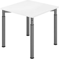 HAMMERBACHER YS08 höhenverstellbarer Schreibtisch weiß quadratisch, 4-Fuß-Gestell grau 80,0 x 80,0 cm von HAMMERBACHER