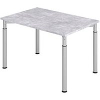 HAMMERBACHER YS12 höhenverstellbarer Schreibtisch beton rechteckig, 4-Fuß-Gestell silber 120,0 x 80,0 cm von HAMMERBACHER