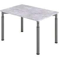 HAMMERBACHER YS12 höhenverstellbarer Schreibtisch beton rechteckig, 4-Fuß-Gestell grau 120,0 x 80,0 cm von HAMMERBACHER