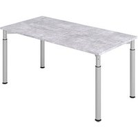 HAMMERBACHER YS16 höhenverstellbarer Schreibtisch beton rechteckig, 4-Fuß-Gestell silber 160,0 x 80,0 cm von HAMMERBACHER