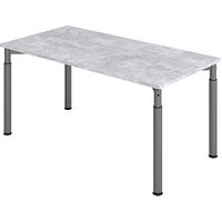 HAMMERBACHER YS16 höhenverstellbarer Schreibtisch beton rechteckig, 4-Fuß-Gestell grau 160,0 x 80,0 cm von HAMMERBACHER