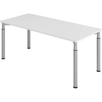 HAMMERBACHER YS19 höhenverstellbarer Schreibtisch lichtgrau rechteckig, 4-Fuß-Gestell silber 180,0 x 80,0 cm von HAMMERBACHER