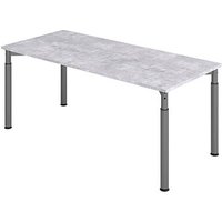 HAMMERBACHER YS19 höhenverstellbarer Schreibtisch beton rechteckig, 4-Fuß-Gestell grau 180,0 x 80,0 cm von HAMMERBACHER