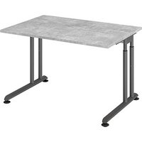 HAMMERBACHER ZS12 höhenverstellbarer Schreibtisch beton rechteckig, C-Fuß-Gestell grau 120,0 x 80,0 cm von HAMMERBACHER
