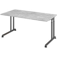 HAMMERBACHER ZS16 höhenverstellbarer Schreibtisch beton rechteckig, C-Fuß-Gestell grau 160,0 x 80,0 cm von HAMMERBACHER