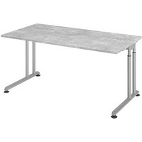 HAMMERBACHER ZS16 höhenverstellbarer Schreibtisch beton rechteckig, C-Fuß-Gestell silber 160,0 x 80,0 cm von HAMMERBACHER