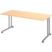 HAMMERBACHER ZS19 höhenverstellbarer Schreibtisch ahorn rechteckig, C-Fuß-Gestell silber 180,0 x 80,0 cm von HAMMERBACHER